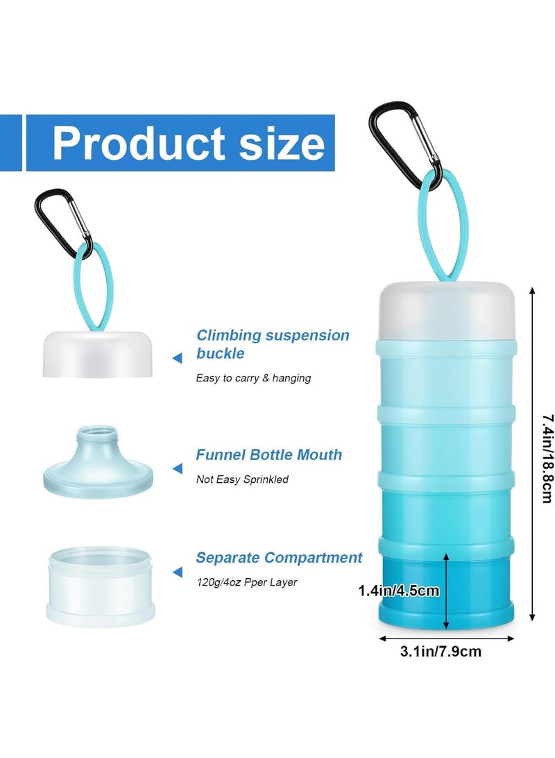 حاوية البروتين 2 جهاز كمبيوتر شخصي مع القمود الوقوف ، 4 موزع مضاد للتسرب القابل للتراكم ، حاوية مسحوق سلاسل المفاتيح المحمولة للتمرين ، اللياقة البدنية ، السفر (الأزرق) - Image 2